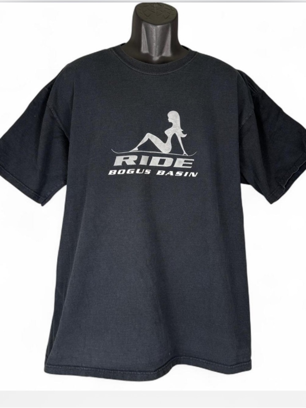 Y2K Ride Bogus Basin Idaho Mudflap Girl Smoked Out Faded Rare Vintage Tee XL